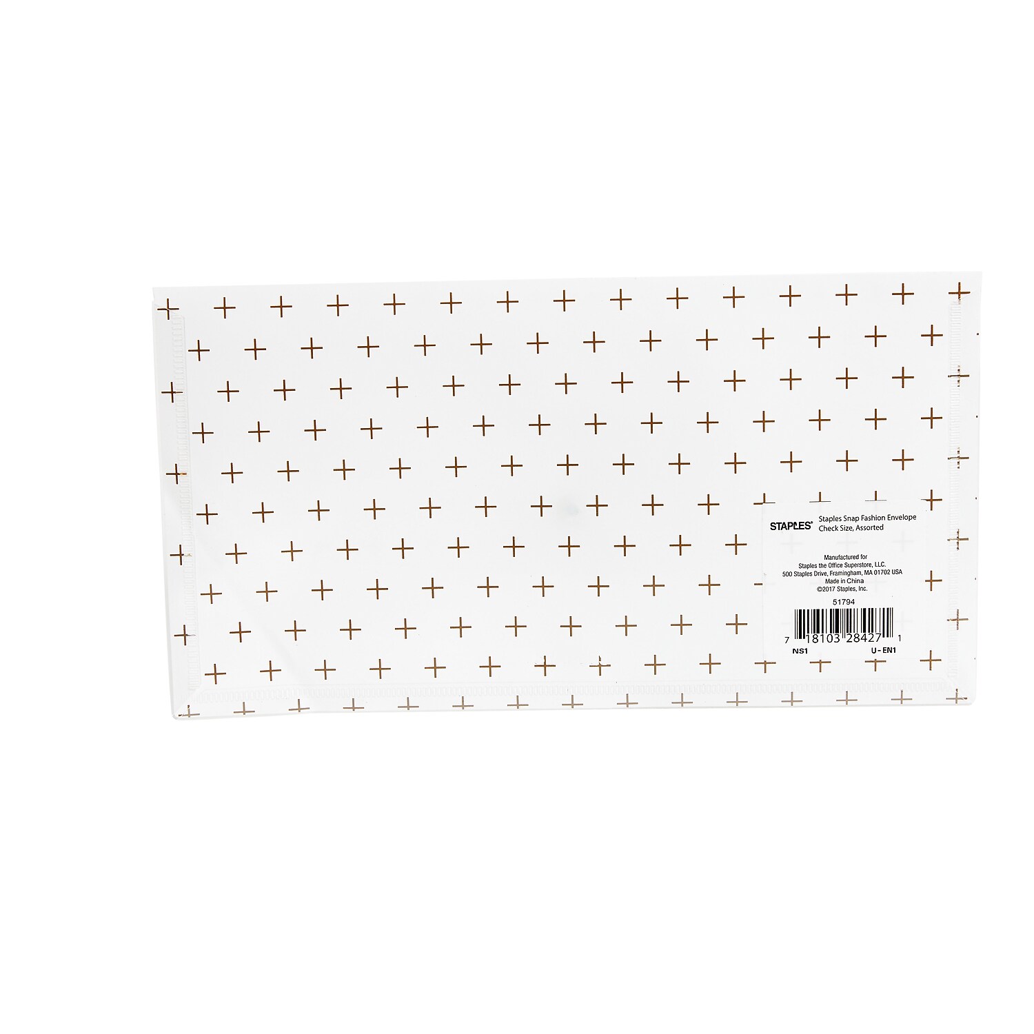 Staples Plastic Envelope with Snap Closure Check Assorted (51794