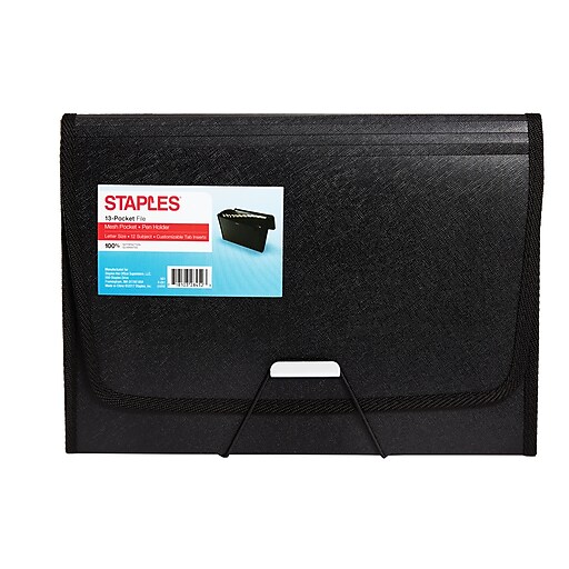 Staples 13 Pocket Expanding File Folder with Document Case, Letter, Black (51819) Staples