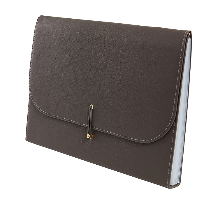 Staples 13-Pocket Leatherette Expanding File Folder, Letter, Dark