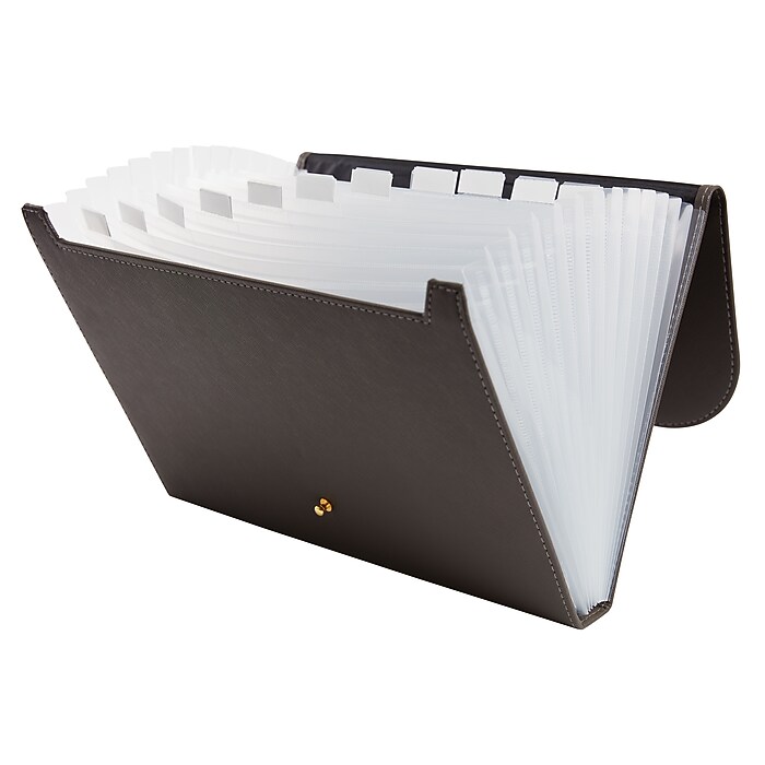 Staples 13-Pocket Leatherette Expanding File Folder, Letter, Dark
