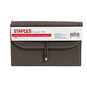 Staples Coupon Holder, Dark Grey Leatherette, 1" Expansion, 13-Pockets (51826)