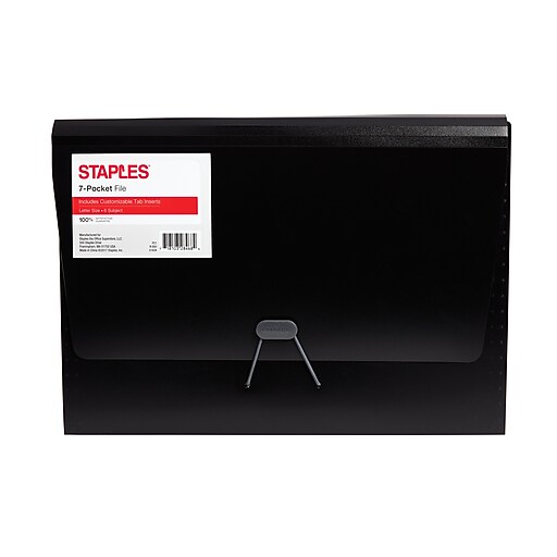 Staples® Plastic Expandable Reinforced 7 Pocket File, Letter Size
