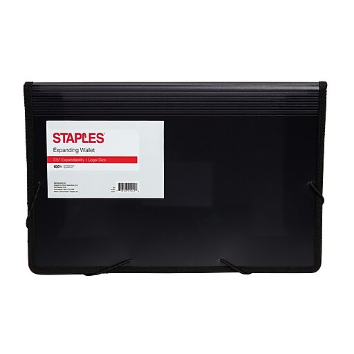 Staples® Poly Expanding Wallet, 3 1/2" Exp., Legal, Assorted, Each