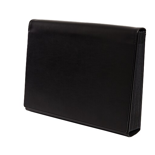 M by Staples™ Expanding File, 13Pockets, Black Leather, Each at Staples