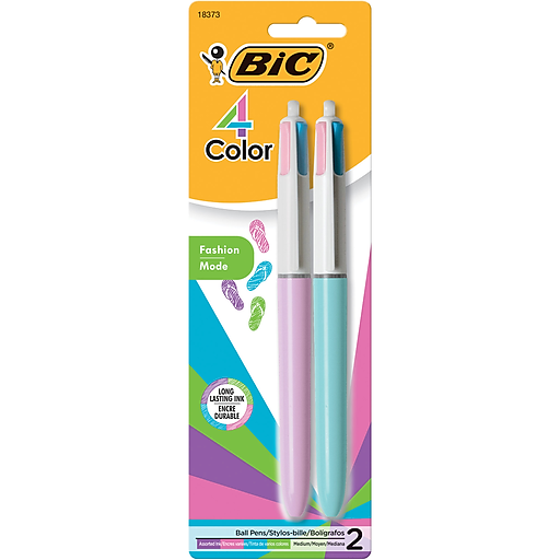 BiC Ballpoint Pen, Fashion, Green Barrel, 4-Color - 2 pack