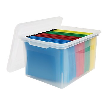 UPC 718103195294 product image for Staples Plastic File Box, Letter/Legal Size, Clear (140050),Size: small | upcitemdb.com