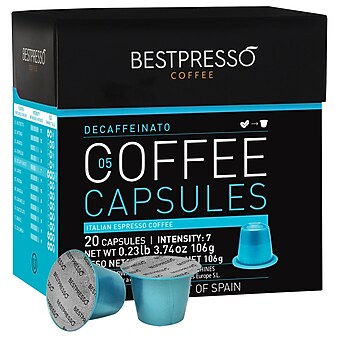 Bestpresso Decaffeinatio Blend Coffee Nespresso Pods, Light Roast, 20/Box (BST10423)