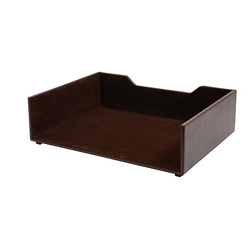 Staples® Stackable Letter Tray, Faux Leather, Brown at Staples