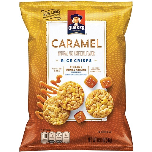 Quaker® Popped Rice Snacks, Caramel Corn, .91 oz. Bags, 60 Bags/Carton
