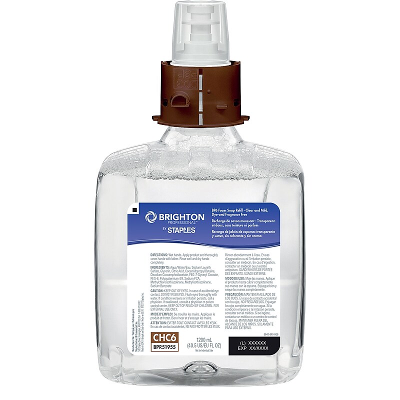 Brighton Professional Foaming Hand Soap Refill for BP6 Dispenser, 1200 ml, 2/Carton (51955) image 1