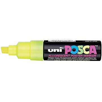 Uni Posca Water-Based Paint Marker, Broad Chisel Tip, Fluorescent Yellow (63831)