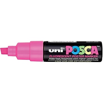 Uni Posca Water-Based Paint Marker, Broad Chisel Tip, Fluorescent Pink (63832)