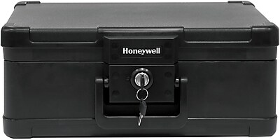 Honeywell - .24 Cu. Ft. Fire- and Water-Resistant Lite Weight Chest Safe with Key Lock - black