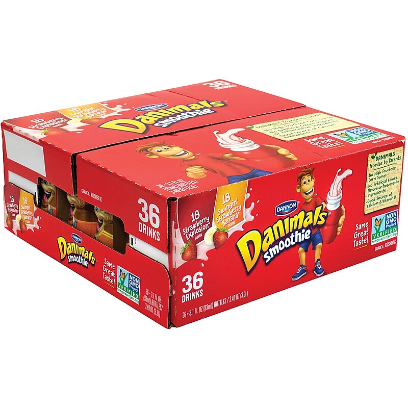 Dannon Danimals Explosion & Swingin' Strawberry Bananas Smoothies, 36/Pack (902-00019) image 1
