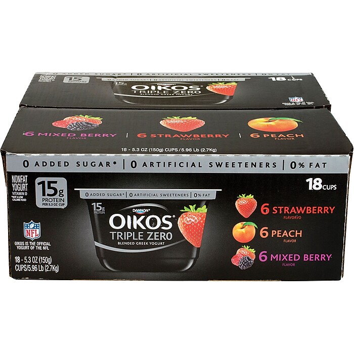 OIKOS Triple Zero Variety Yogurt, 5.3 oz., 18/Pack (01955) | Staples