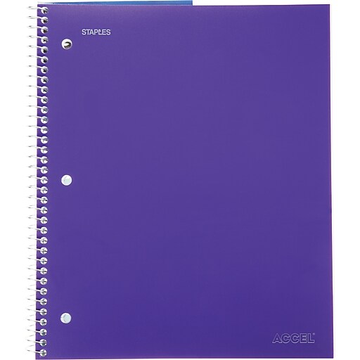 Staples® Accel, Durable Poly Cover 1 Subject Notebook, College Ruled, 8