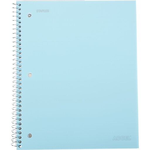 Staples® Accel, Durable Poly Cover 1 Subject Notebook, Wide Ruled, 8" x