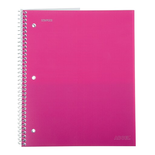 Staples® Accel, Durable Poly Cover 1 Subject Notebook, College Ruled, 8