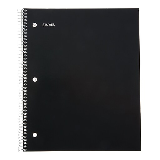 Staples® 1 Subject Notebook, 81/2" x 11", College Ruled, Black at Staples