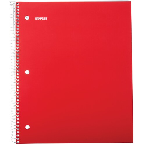 Staples® 1 Subject Notebook, 81/2" x 11", College Ruled, Red at Staples