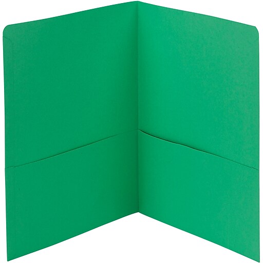 Smead 2Pocket Portfolio Folder, Green, 25/Box (87855) Staples