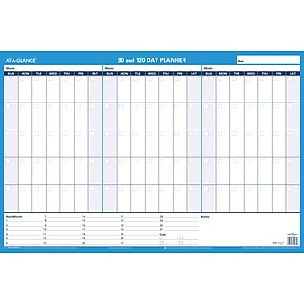 AT-A-GLANCE 90/120 Day Planner 24" x 36" Dry Erase Wall Calendar, Reversible, Blue (PM239P-28)