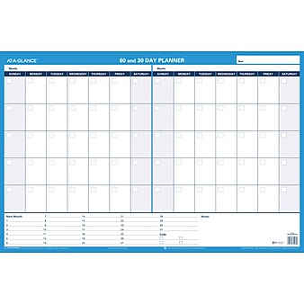 AT-A-GLANCE 30/60 Day Planner 24" x 36" Wet Erase Wall Calendar, Reversible, Blue (PM233P-28)
