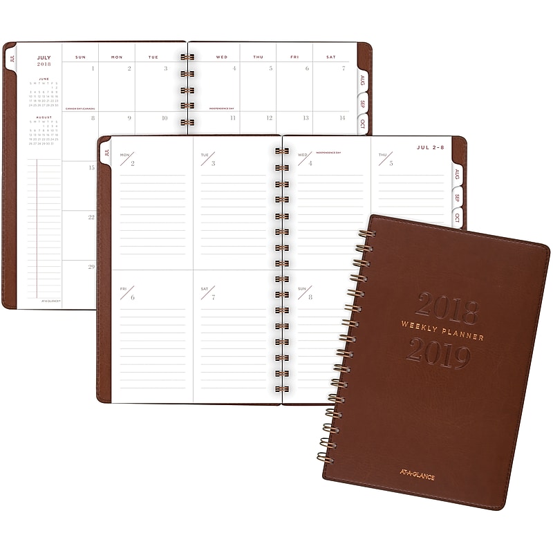 AT-A-GLANCE® Signature Collection™ Academic Weekly/Monthly Planner, 13 Months, July Start, 5 3/4" x 8 1/2", Brown (YP200A-0919) image 1