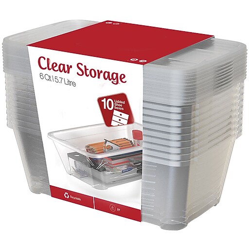 10 Pack 6 Quart ShoeStorage Boxes W/Lids at Staples