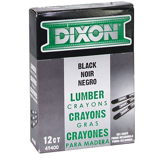 Lumber Crayons, Carbon Black, 12/Box (49400) Staples