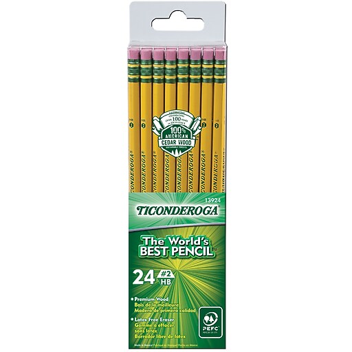 Dixon Ticonderoga (13924) WoodCased 2 Pencils, Yellow, 24/Pack Staples