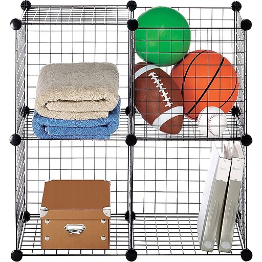 Whitmor Black Wire Storage Cubes, 14.5"H x 14.5"W x 14.25"D, 4/CT(6070