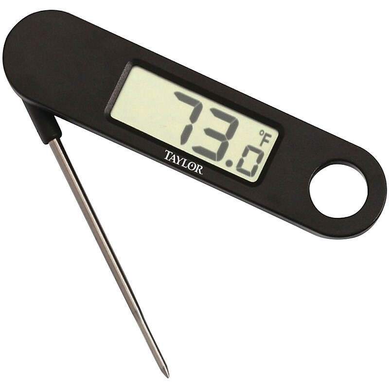 Taylor Metal Digital Folding Probe Thermometer, Black (TAP1476) image 1