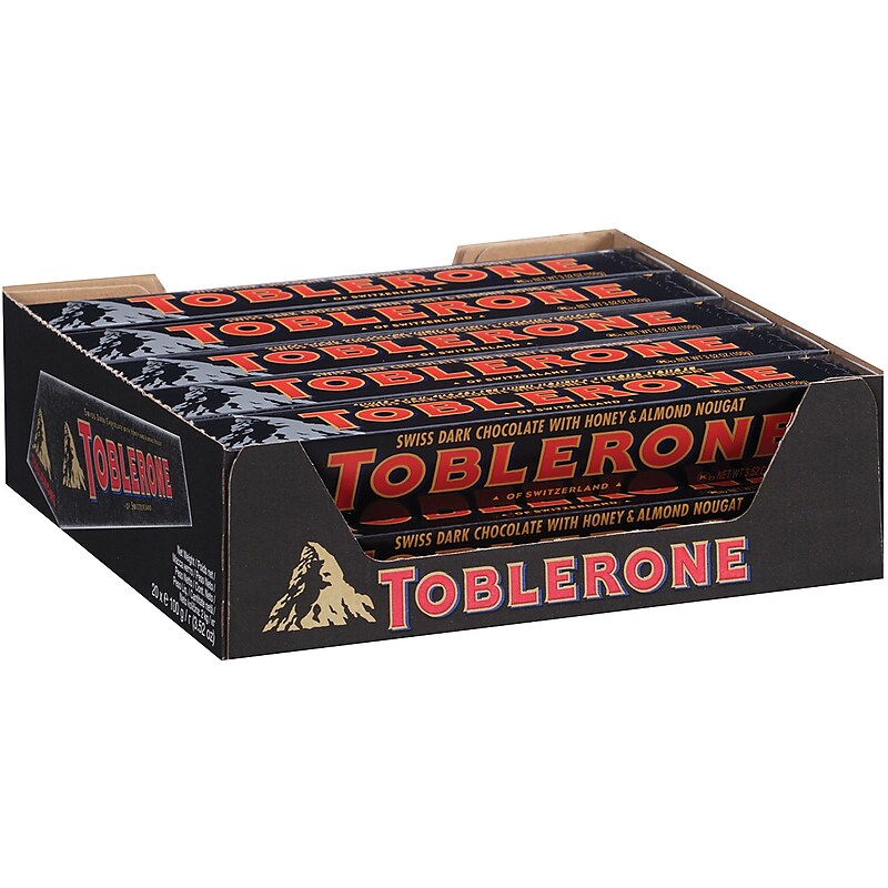 Toblerone Swiss Dark Chocolate with Honey-Almond Nougat Candy Bar, 3.5 oz., 20/Box (304-00026) image 1