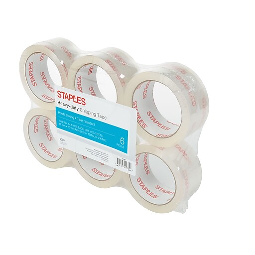 Staples Heavy Duty Shipping Packing Tape, 1.88W x 54.6 Yards, Clear, 6 Pack (52193)