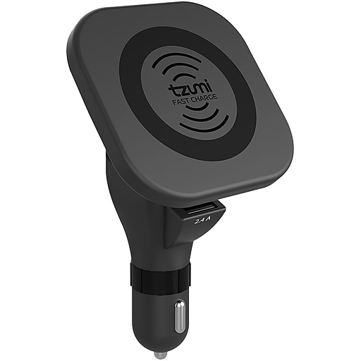 Tzumi Magnamount AutoCharger w/ USB Port, Wireless Charger, Black at Staples