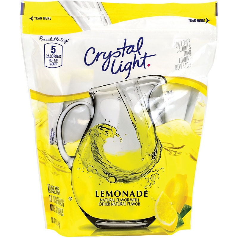 Crystal Light® On-The-Go Powdered Drink Mix, 8.6 oz. Pitcher Packets, Lemonade, 16/Box (220-00552) image 1