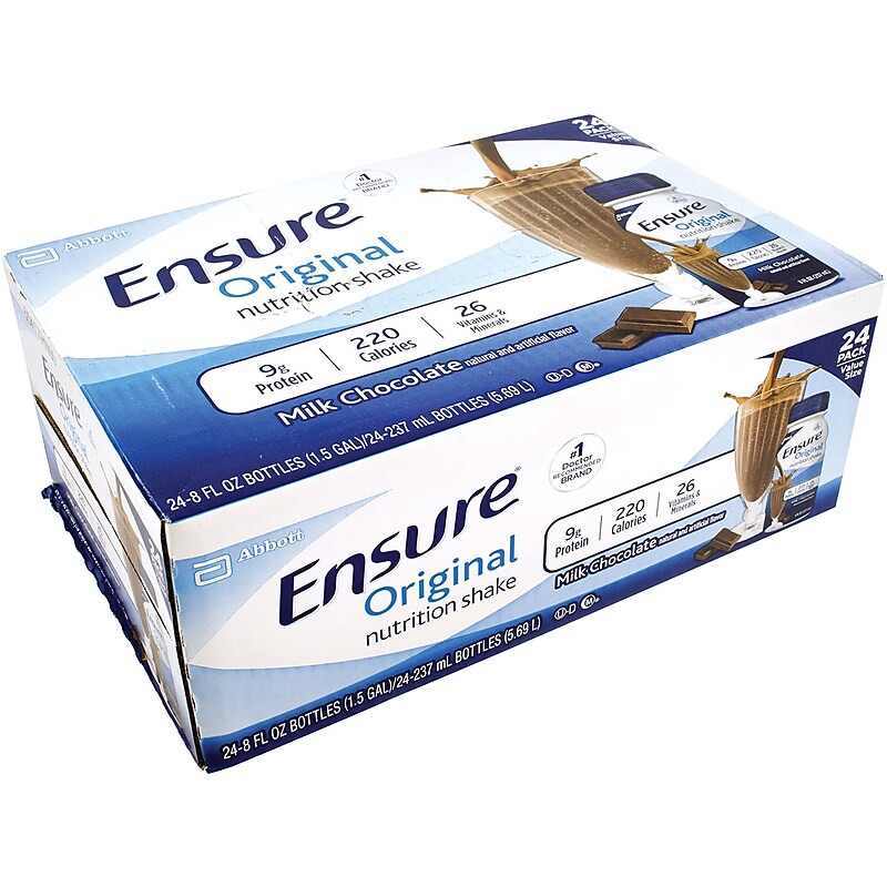 Ensure Original Milk Chocolate Nutrition Shake, 8 fl oz, 24/Box (220-00594) image 1