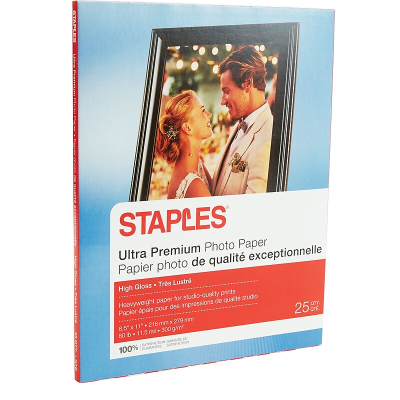 Staples® Ultra Premium Photo Paper, 8.5" x 11", High Gloss, 25/Pack (15005/19890) image 1