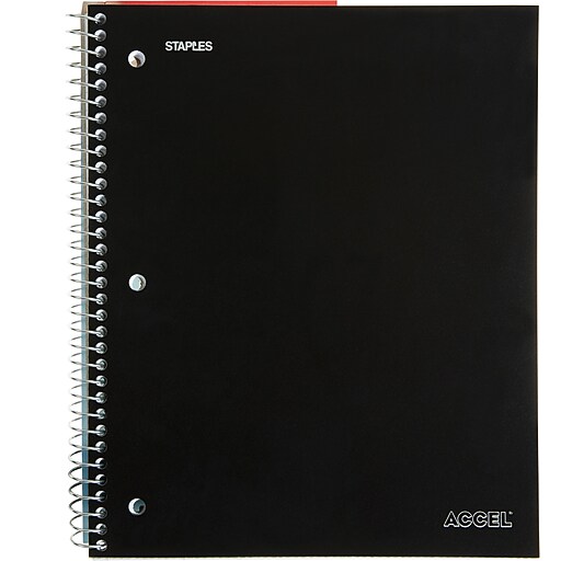 Staples® Accel, Durable Poly Cover 1 Subject Notebook, Wide Ruled, 8" x