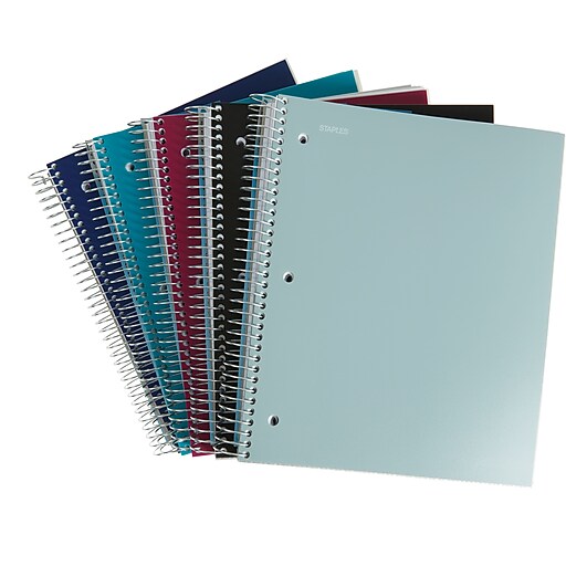 Staples Accel Durable Poly Cover Notebook, 5 Subject, 81/2" x 11