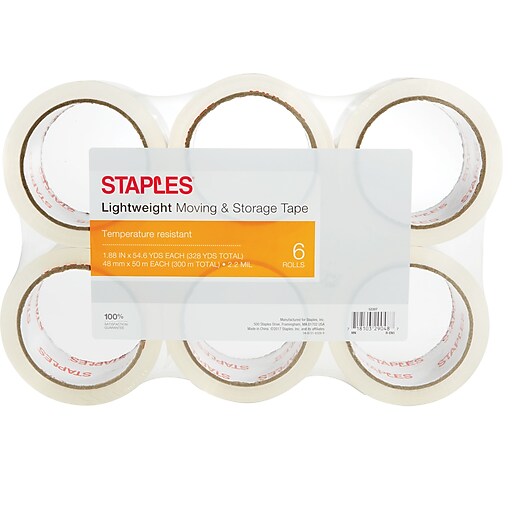 Staples Lightweight Moving and Storage Packing Tape, 1.88" x 54.6 yds