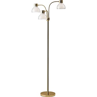Adesso® Presley 69"H Shiny Gold 3-Arm Adjustable Floor Lamp with Frosted Bell Shade (3566-04)