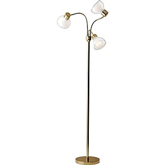 Adesso® Presley 69"H Shiny Gold 3-Arm Adjustable Floor Lamp with Frosted Bell Shade (3566-04)
