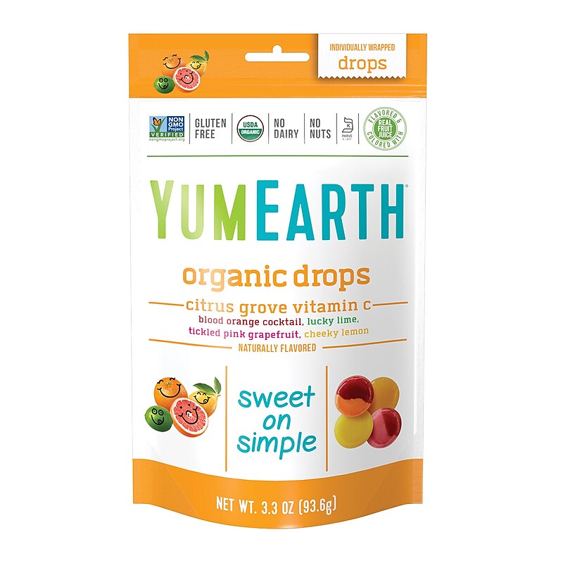 YumEarth Organic rganic Vitamin C Citrus Grove Drops Hard Candy, 3.3 oz., 3/Pack (270-00029) image 1