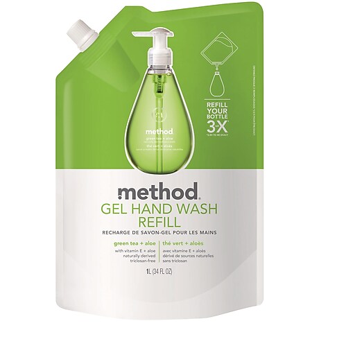 Method Gel Handwash Refill, Green Tea and Aloe, 34 oz. Staples