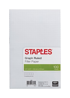 UPC 718103175715 product image for Staples Graph Ruled Filler Paper, 5-1/2