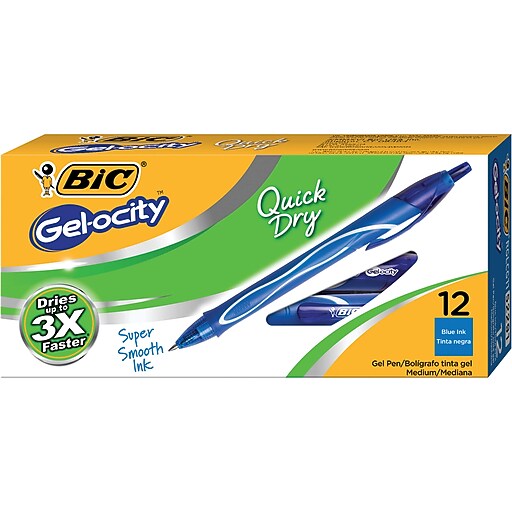 BIC Gelocity Quick Dry Gel 0.7 Blue Dozen Box at Staples