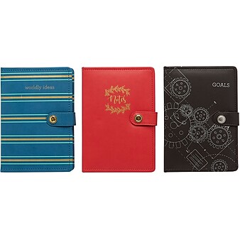 Staples Debossed Leather Journal, 6" x 8-1/2", Assorted Colors (MJ16A-69)