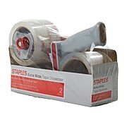 Staples® Extra Wide Packing Tape with Dispenser, 2.83" x 54.6 Yds, Clear, 2/Rolls (ST-XW22-PG)
